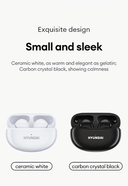 HYUNDAI 2024 Earbuds - High-Resolution Sound Quality, Dual AAC & SBC Decoding, New 5.3 Chip for Enhanced Connectivity, Intelligent Noise Cancellation, Smart Control, Comfortable Fit, Long Battery Life, Auto-Pairing, and Clear
