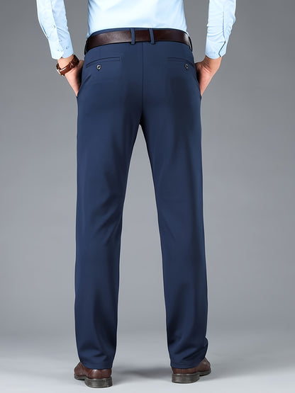 Men's Casual Straight Leg Pants, Chic Business Style Versatile Trousers for Daily Wear
