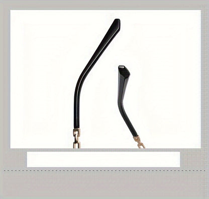 1pc Stylish Polygonal Golden Frame Fashion Glasses with Chain Link Design - Black Metal Fashion Glasses for Fashion-Forward Look