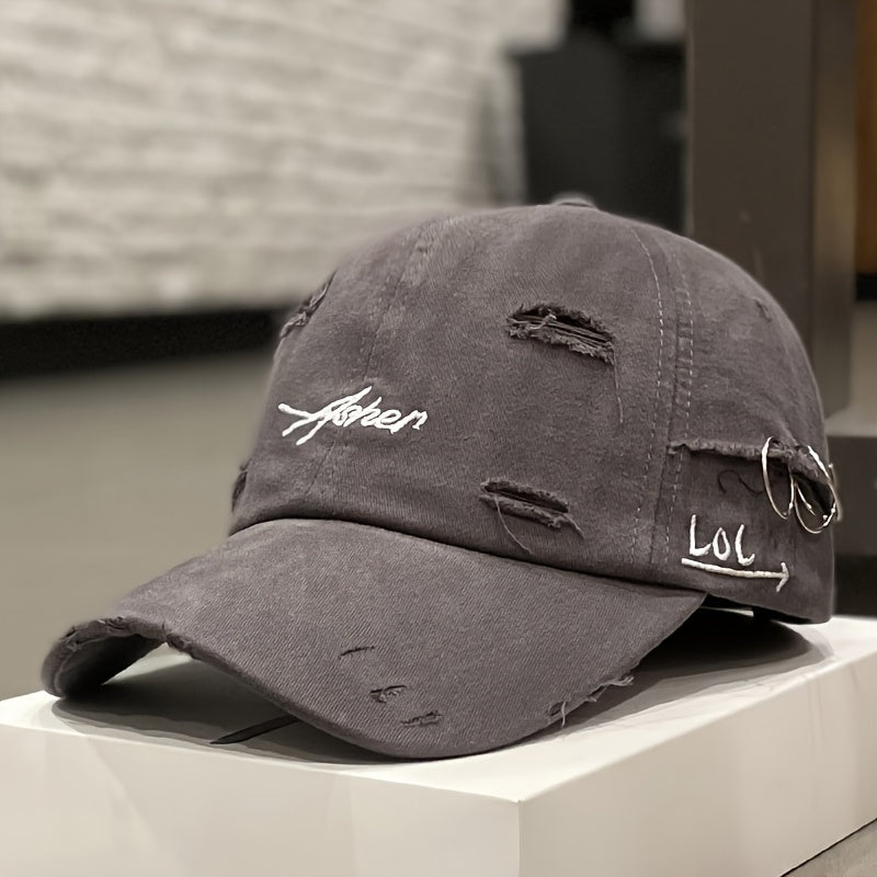 Distressed Baseball Cap - Soft Top, Sun Protection, Retro Street Style, Lightweight Polyester, Adjustable Fit for Men and Women, Perfect for Spring and Autumn, Spring Cap | Retro Streetwear | Lightweight Cap