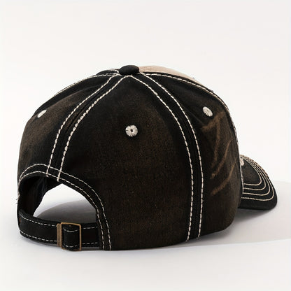 Vintage "Hawaii" Embroidered Baseball Cap - Distressed Two-Tone Design, Breathable Cotton, Adjustable Fit, Casual & Travel Hat (Beige/Black, Brown/Red, Red/White)