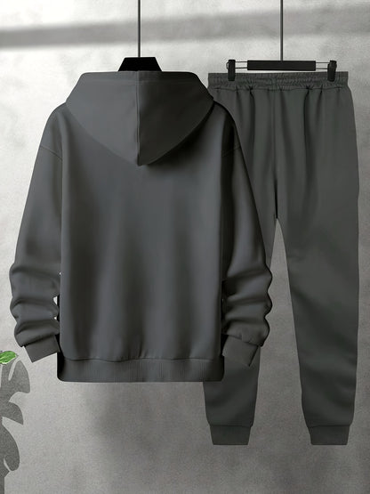 Men's Two-piece Set with Printed Hoodie and Sweatpants