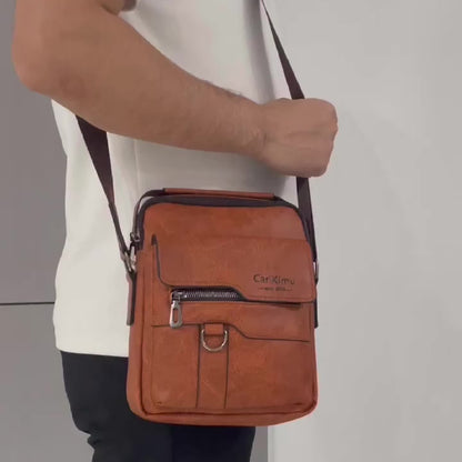 New Men's crossbody bag, single-shoulder bag, casual and fashionable, simple and trendy handbag for going out [Zipper direction random]
