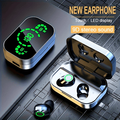 TWS Wireless Earbuds with LED Display, Noise Reduction, In-Ear Sports Gaming Headphones, Long Battery Life, High-Fidelity Sound, 2025 Model, Emergency Phone Charging Feature, 800mAh Lithium Battery, USB-C, for Android Phones,