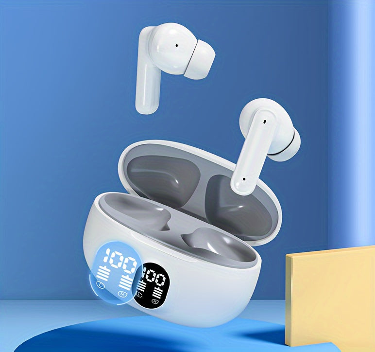 Wireless Earphones, True Wireless Earphones, LED Power Display, with Wireless Charging Box, Anti-Drop Sports Earphones, In-Ear Earphones with Microphone, Suitable for Smartphones, Laptops, TVs, Computers, Sports, Men And Wome