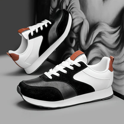 Men'S Breathable Athletic Sneakers - Lightweight, Soft, Non-Slip Running Shoes with EVA Sole for Sports, Travel & Casual Wear - White & Brown Two-Tone Design, Lace-Up Low Tops, All-Season Comfort, Sports Footwear, Sleek Sport