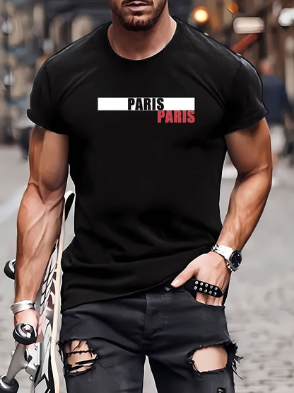 New Summer Round Collared Short Cuff T Dress for Men's Wear with Free Print