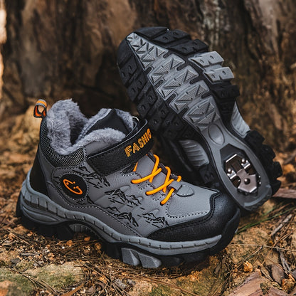 Teen Comfort Plush Lined Hiking Shoes are warm, durable, and comfortable for boys and girls, perfect for fall/winter outdoor adventures, warm and comfortable