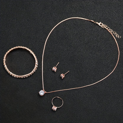 Women's Casual Quartz Watch with Frosted Scale Dial + Jewelry Set 6pcs/set without Watch Box