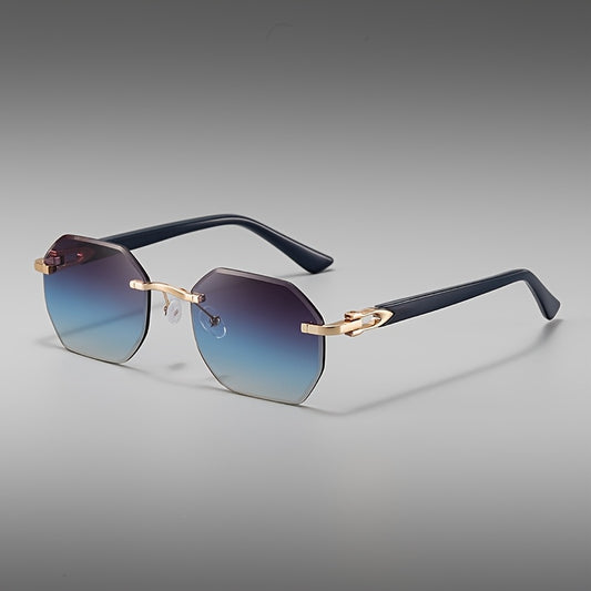 Stylish Rimless Metal Frame Glasses with Light-Filtering Lenses - Ideal for Casual Wear & Gifting, Suitable for Men and Women, Includes Cleaning Cloth