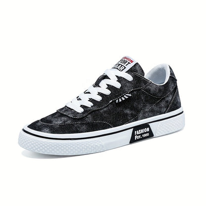 Men's All-Season Sneakers - Lace-Up Low-Top Shoes with Non-Slip PVC Sole, Breathable Fabric Upper - Cushioned Insole for Gym, Running, Everyday - Classic Round Toe - All-Season Casual Shoes for Men, Gym Footwear, Modern Canva