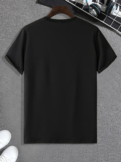 New Summer Round Collared Short Cuff T Dress for Men's Wear with Free Print