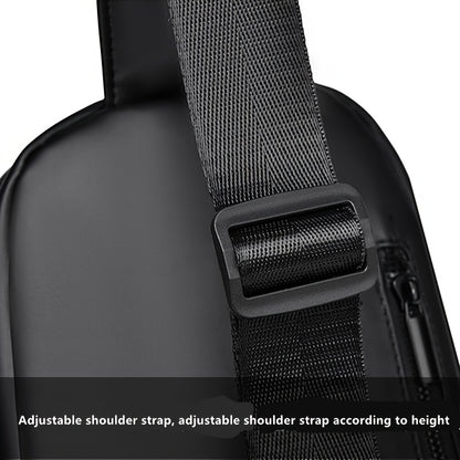 Men'S Casual Chest Bag, Faux Leather, Single Shoulder Bag, Zipper Closure, Uncharged, with Sewing Thread, Non-textile Weaving Method, No Printing, 100cm Shoulder Strap Length, for Daily Commute