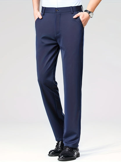 Men's Casual Straight Leg Pants, Chic Business Style Versatile Trousers for Daily Wear