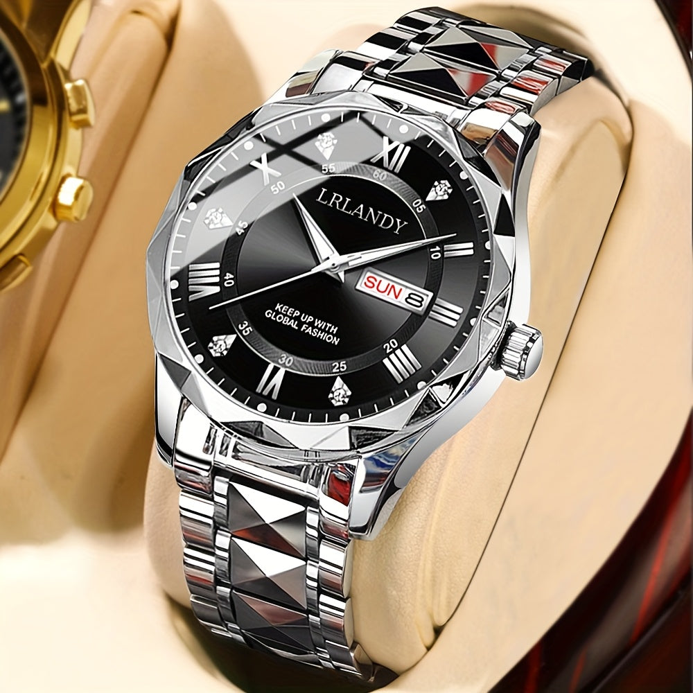 Handsome Personality 1pc Men's Quartz Watch Set - with Calendar Function, Round Dial, Fashion trend, The First Choice for Men's Gifts