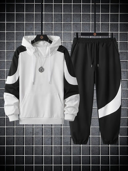 Men's Hooded Sweatshirt Set - 2024 New Autumn Casual Sporty Long Sleeve Outfit for Men