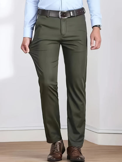 Four Seasons Men's New Casual Formal Pants Business Style Trendy Casual Long Pants Fashionable Versatile Men's Elastic Western Pants Comfortable Classic Design Casual Wear