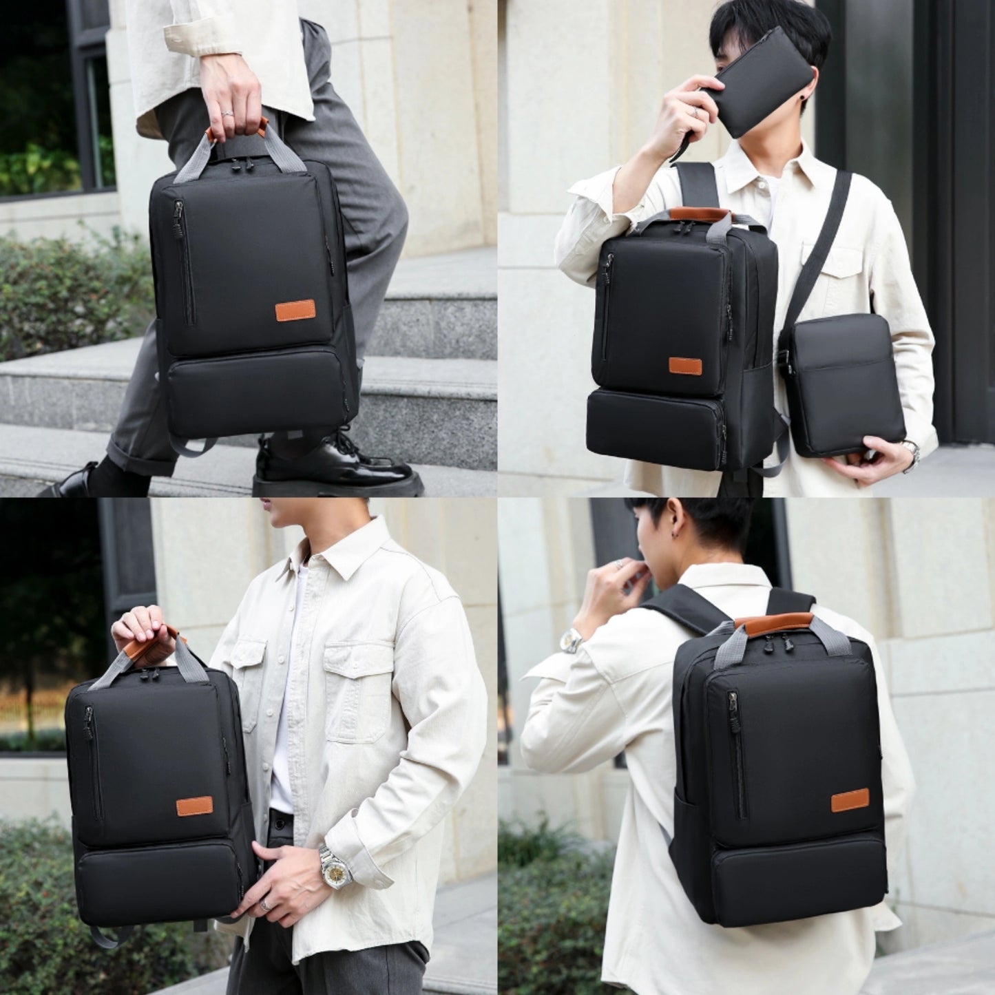 3pcs Set of Backpacks, Simple and Fashionable for Women and Men, Laptop Backpack with Shoulder Bag and Handbag, Suitable for Travel and Business Use