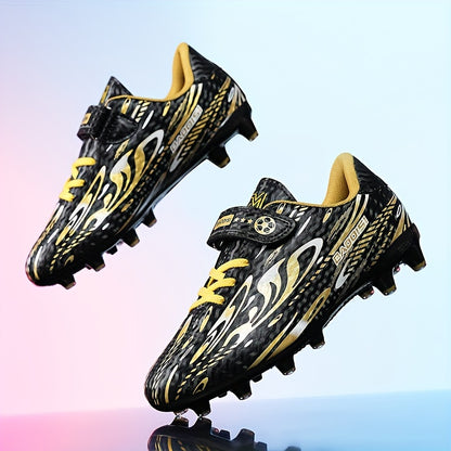Boys' and Girls' Black and Blue Soccer Cleats with "BAGGIES" Logo - Lightweight, Breathable, Round Toe, Easy Closure, Rubber Base for Outdoor Football, Soccer Boots|Stylish Soccer Shoes|Easy Closure
