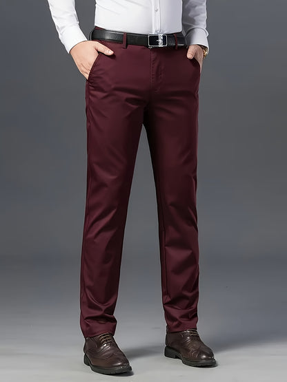 Men'S Classic Black Dress Pants - Stretchy Polyester, All-Season Comfort Fit, Regular Length, Solid Color, Allseason Pants | Stylish Dress Pants | Comfortable Fit Pants