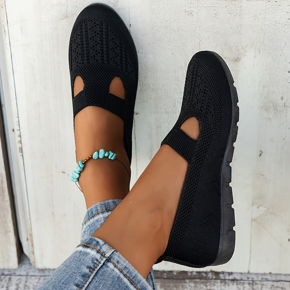 Women's Breathable Slip-On Fashion Sneakers - Comfortable Flat Casual Shoes with Rubber Sole, Fabric Insole, Low Top Design, All-Season Wearability, Solid Color