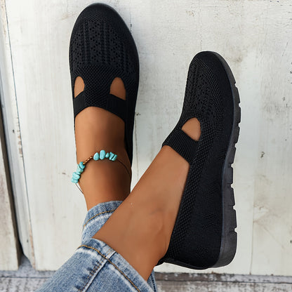 Women's Breathable Slip-On Fashion Sneakers - Comfortable Flat Casual Shoes with Rubber Sole, Fabric Insole, Low Top Design, All-Season Wearability, Solid Color