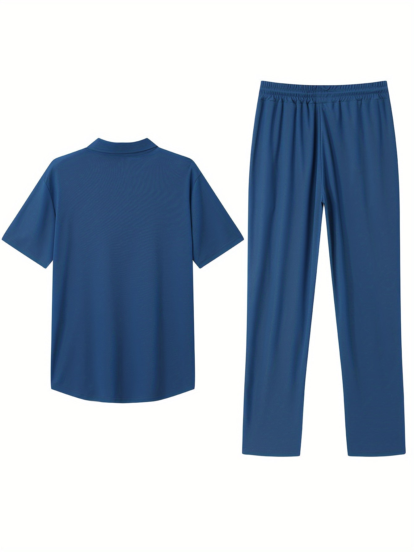 Men's Slim-Fit Casual & Joggers Set - Breathable Polyester, Short Sleeve, Summer Outdoor Wear