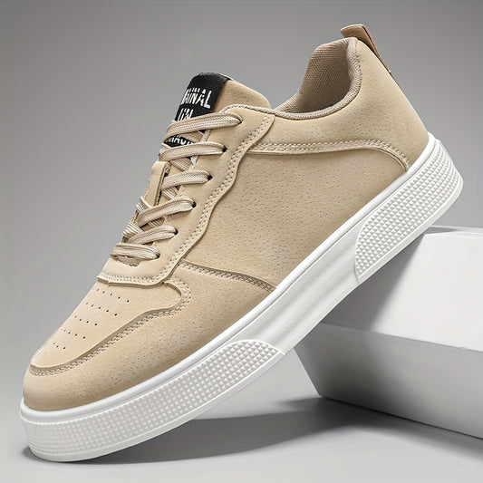 1 Pair MAINALUN Men'S Skateboarding Sneakers - Low-Top Lace-Up Casual Shoes with Thick PVC Sole, Breathable Fabric Lining & Durable Synthetic Upper for Daily Wear, Outdoor, Travel, Parties - Green/Black/Khaki, Skateboarding S