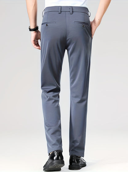 Men's Casual Straight Leg Pants, Chic Business Style Versatile Trousers for Daily Wear