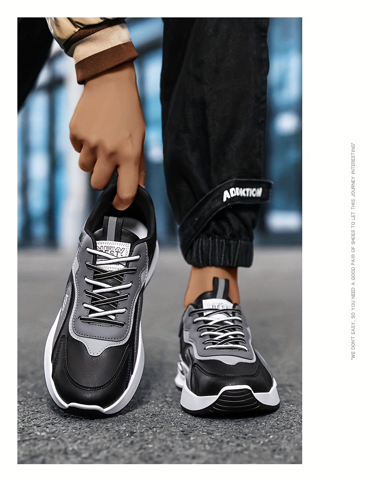 Men'S Casual Sneakers - Low Top, Lace-Up, All-Season Athletic Shoes with "VIP" Patch, White & Gray, Stylish Running & Hiking Boots, Casual Footwear | Modern Casual Sneakers | Durable Footwear