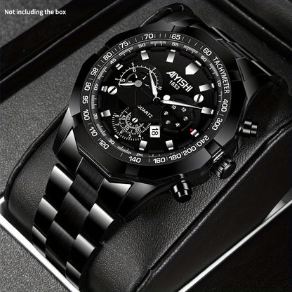 AIYISHI Men's Luxury Business Quartz Watch | | Luminous Hands & Markers | Date Display | Zinc Alloy Case and Band | Analog Dial with Subdials | Ideal for Professional Gifting