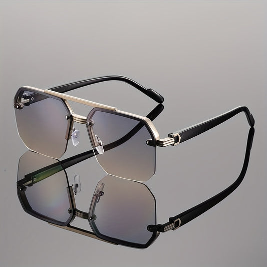 A Pair of Stylish Unisex Square Semi-Rimmed Cut-Edge Glasses - Designed for Fashion And Comfort, Perfect Eyewear for Both Men And Women - an Ideal Accessory for Everyday Life.