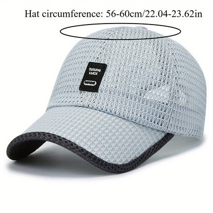 2pcs Unisex Quick-Dry Mesh Baseball Caps - Breathable, Adjustable Summer Sun Hats with Large Brims for Outdoor Activities, Black & Gray Textured Design