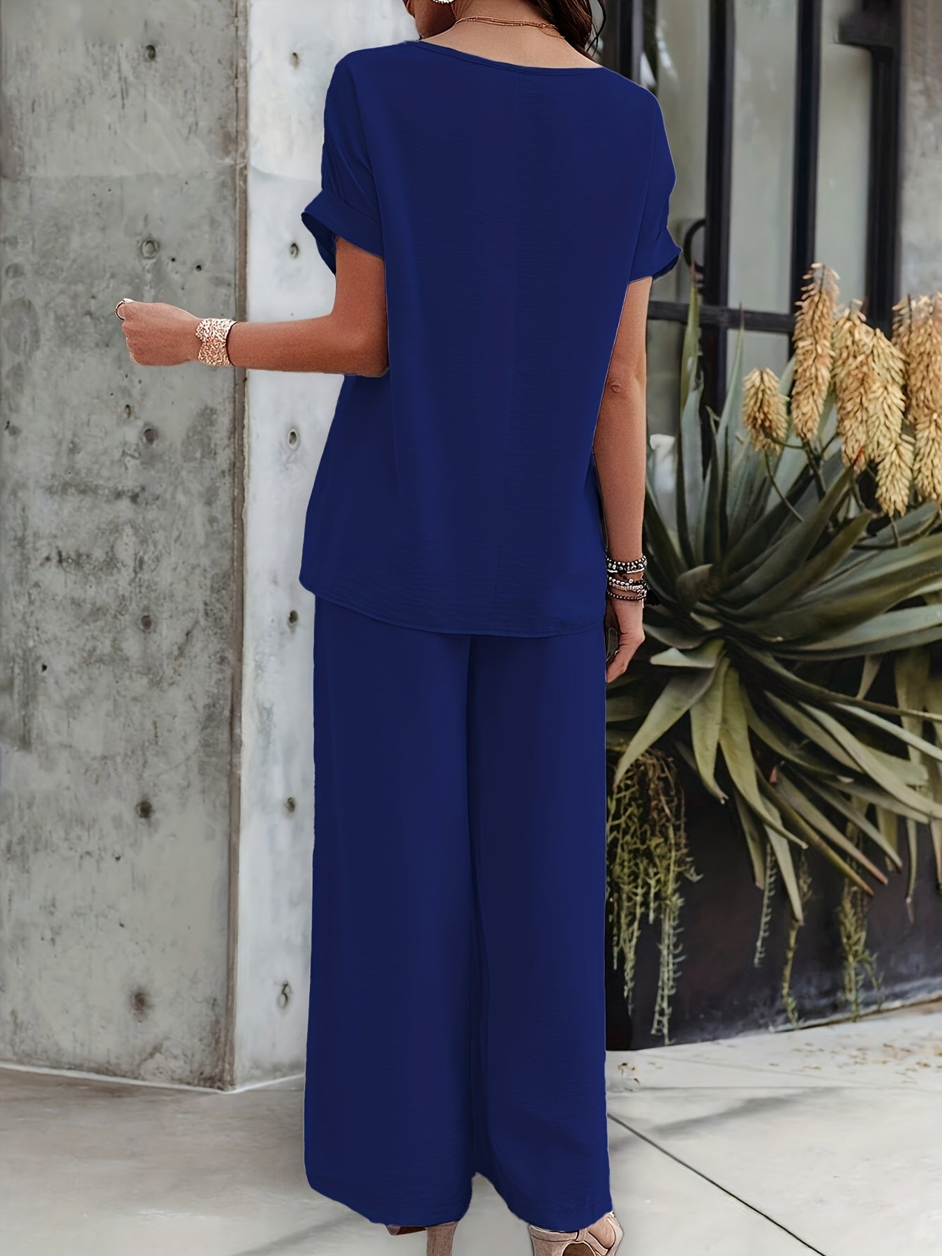 [Elegant Set + Short Sleeve Top and Pants]
