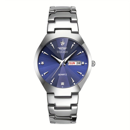 DEBLVE Men's Business Quartz Watch with Luminous Hands, Calendar & Date Display, Stainless Steel Black Dial - Minimalist Luxury Design for Travel, Leisure & Professional Use, Formal Timepiece