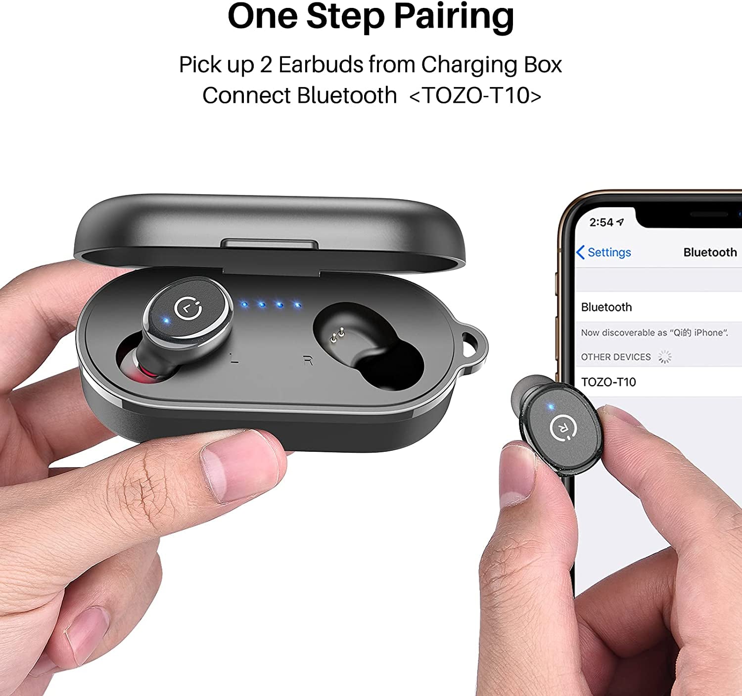 TOZO T10 (Classic Edition) Bluetooth 5.3 Wireless Earbuds with Wireless Charging Case IPX8 Waterproof Stereo Headphones in Ear Built in Mic Headset Premium Sound with Deep Bass, 32 Preset Eqs via APP