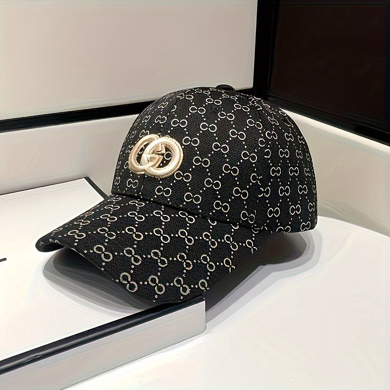 Trendy Premium Curved Brim Baseball Cap, Embroidery Letter G Logo & Full Print Trucker Hat, Snapback Hat For Casual Leisure Outdoor Sports