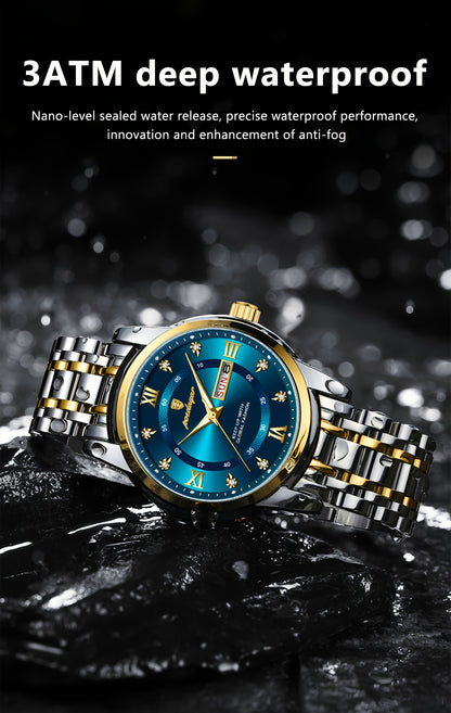 POEDAGAR Luxury Sport Wrist Watch for Man Luminous Date Men'S Watch Quartz Stainless Steel Men'S Watches, Ideal Choice for Gift, Suitable for Women