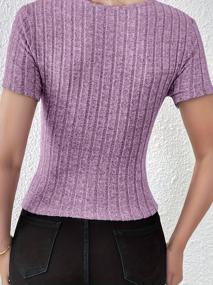 Women's fashion striped short-sleeved T-shirt
