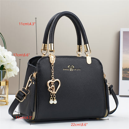 A Stylish And Versatile Women'S Bag with a Large Capacity, Featuring a Minimalist Trendy Design And a Textured Lychee Pattern, Suitable for Shoulder, Crossbody, Or Hand Carry.