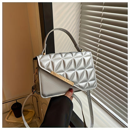 1pc Stylish Black Crossbody Handbag with Golden-Tone Hardware & Diamond Quilted Design - Water-Resistant, Magnetic Closure, Adjustable Strap - Perfect for Daily Commute, Office, or Going Out, Small Crossbody Bag