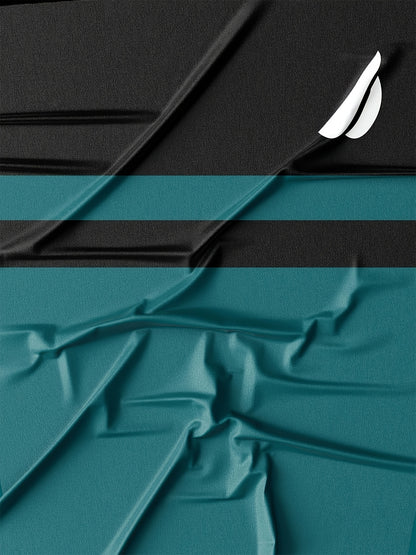 Men'S Novelty T-Shirt - Black & Teal Color Block Design, Casual Crew Neck, Short Sleeve, Regular Fit, Polyester Fabric, Perfect for Casual Attire, Novelty T Shirt