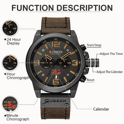 CURREN Men's Sports Watch, Multifunctional Waterproof Wristwatch