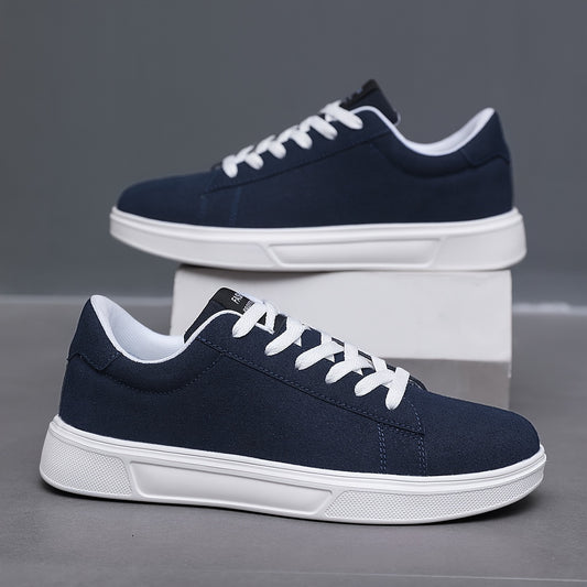 Men'S Casual Fashion Sneakers - Low Top Lace-up Street Style Shoes, Solid Color Sports & Outdoor Running Footwear, All-Season Comfort with PU Upper, Fabric Inner, EVA Sole, Round Toe