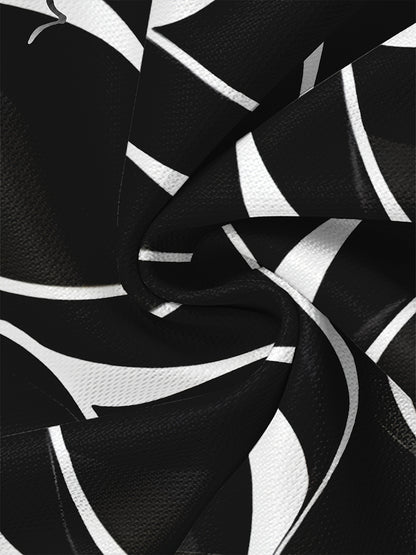 Men'S 3D Lightning Print T-Shirt, Casual Crew Neck Short Sleeve Tee, Summer Knit Polyester Blend Top, Slight Stretch, Black & White Geometric Pattern, Regular Fit, Fashionable Tshirt | Modern Casual Style | Polyester Blend