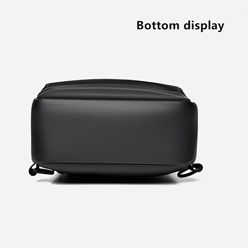 Men'S Casual Chest Bag, Faux Leather, Single Shoulder Bag, Zipper Closure, Uncharged, with Sewing Thread, Non-textile Weaving Method, No Printing, 100cm Shoulder Strap Length, for Daily Commute