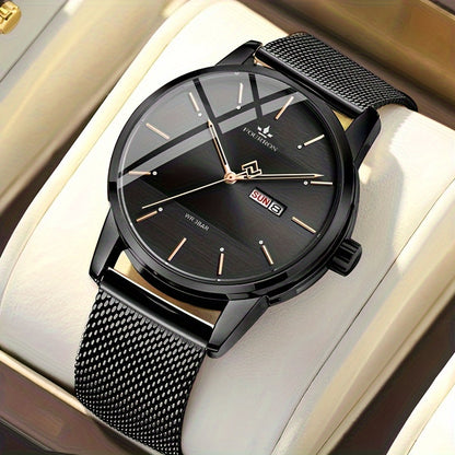 The FOURRON Brand Offers a New Stainless Steel Men'S Quartz Watch Featuring a Stylish And Minimalist Design, Perfect for Everyday Wear, Travel, And Business. It Is an Ideal Choice for Birthday And Holiday Gifts, with Multifun