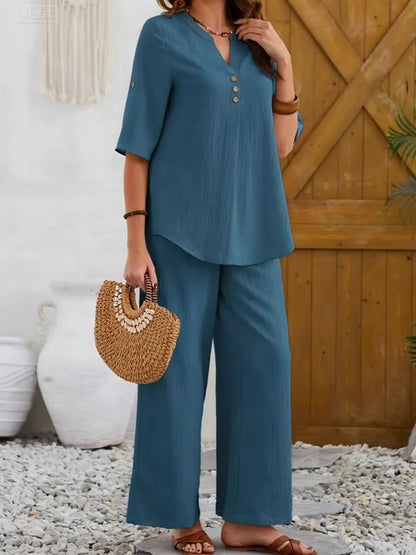 Women's V-Neck Casual Two-Piece Set