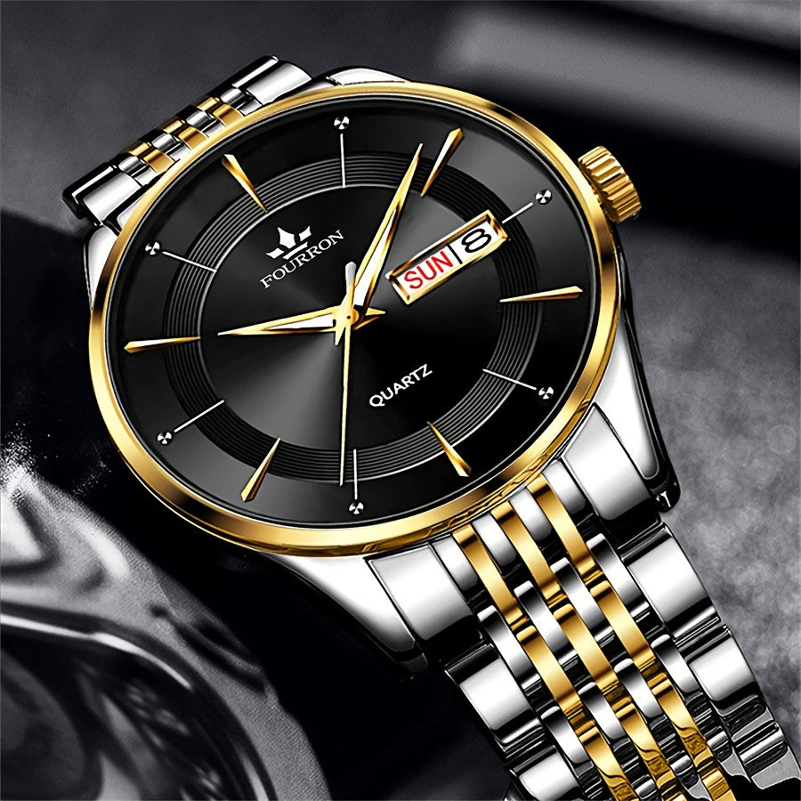 A New Stainless Steel Men's Quartz Watch With A Calendar And Luminous Function, A Fashionable Wristwatch, A Gift For Relatives And Friends' Birthdays Or Holidays, A Brand With An Electronic Movement, A Fully Automatic Busines