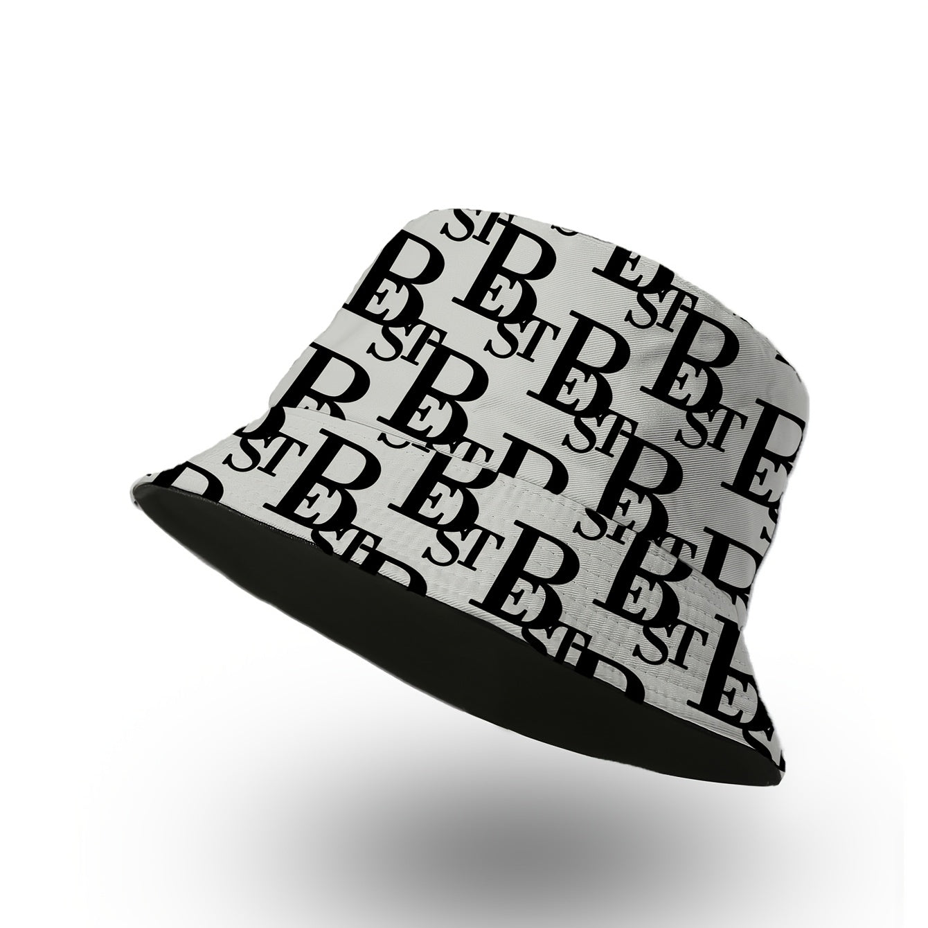 1pc Unisex Bucket Hat with Letter B Print, 100% Polyester, Lightweight, Non-Stretch, Holiday Theme, New Year'S Essential, Outdoor Versatile, Easy to Carry, Woven Craftsmanship, Random Print Pattern